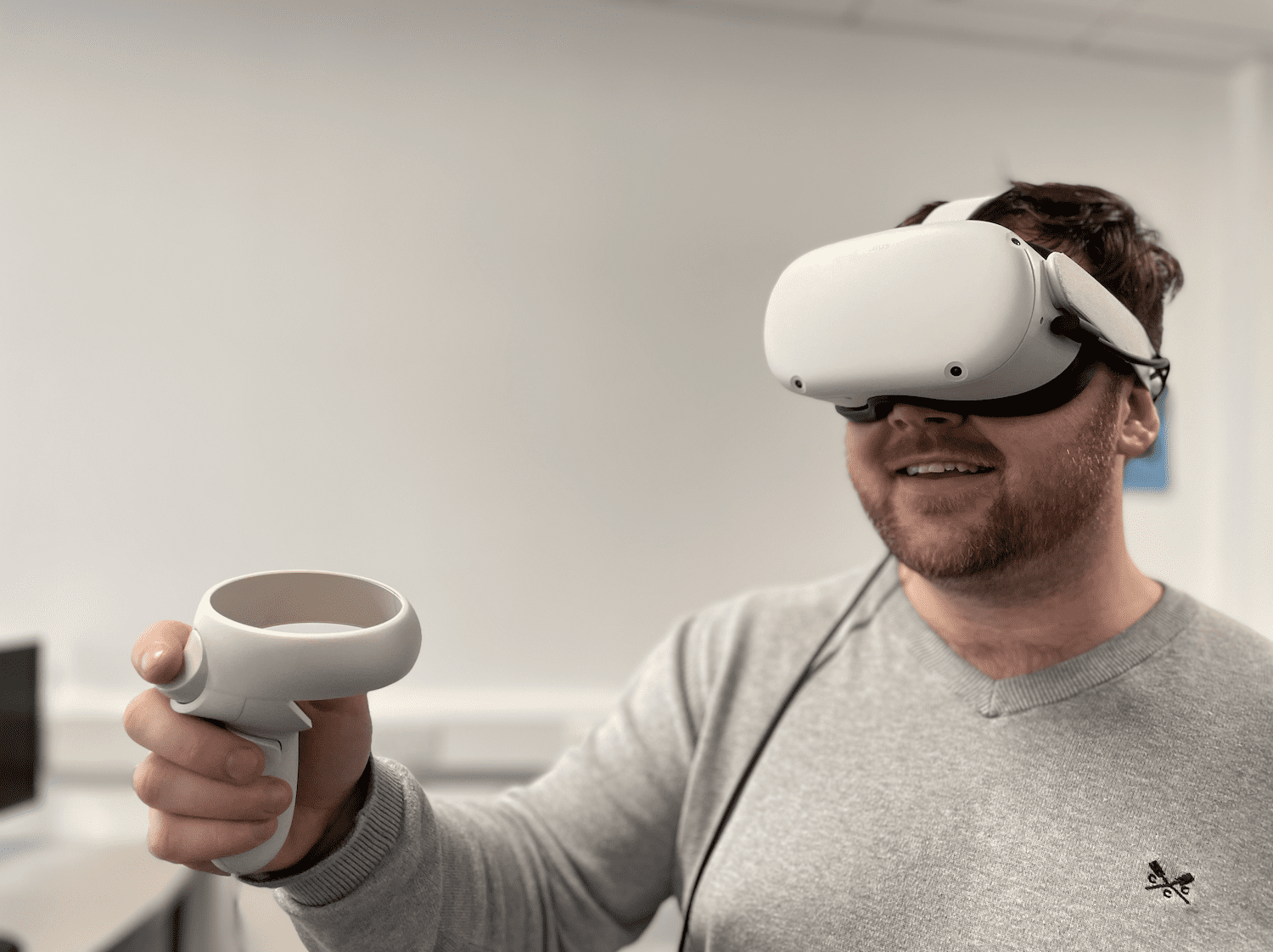 Man with a VR headset on