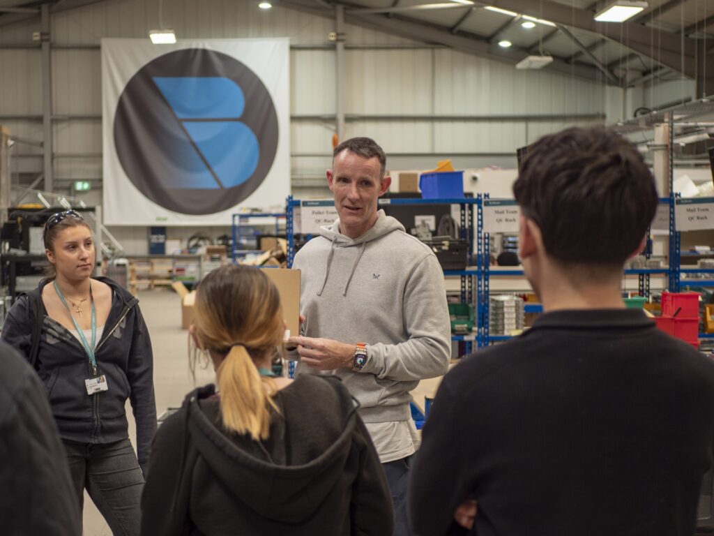 CEO of Techbuyer Europe, Steve Sexton, talking to Harrogate College students on a site visit