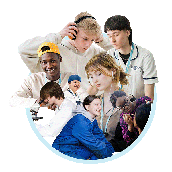 Harrogate College students from lots of different courses grouped together in a fun circular format