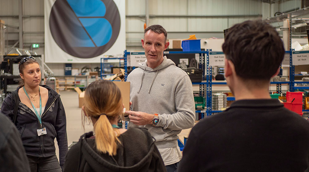 CEO of Techbuyer Europe, Steve Sexton, talking to Harrogate College students on a site visit