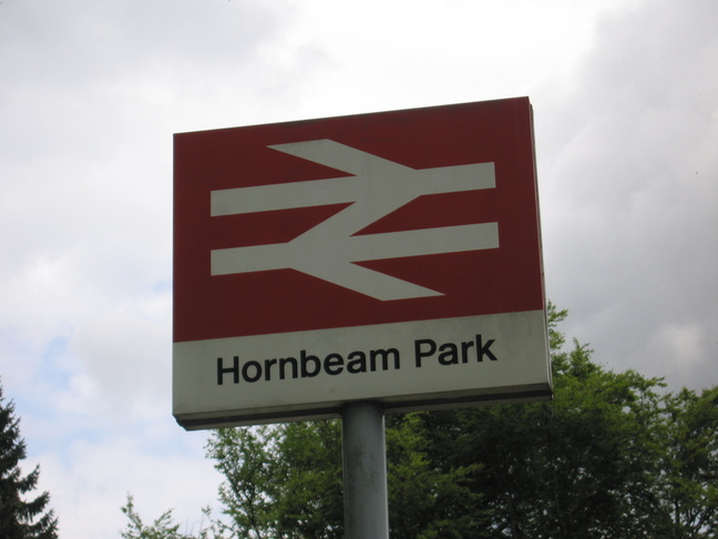 Hornbeam Park train station sign