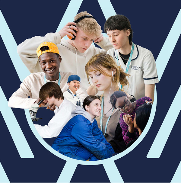 Harrogate College students from lots of different courses grouped together in a fun circular format