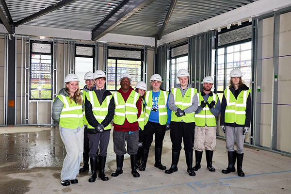 Harrogate College students being given a tour of our under-construction new campus by developers Caddick Construction