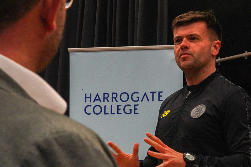 Harrogate Town representatives meeting with Harrogate College Danny Wild